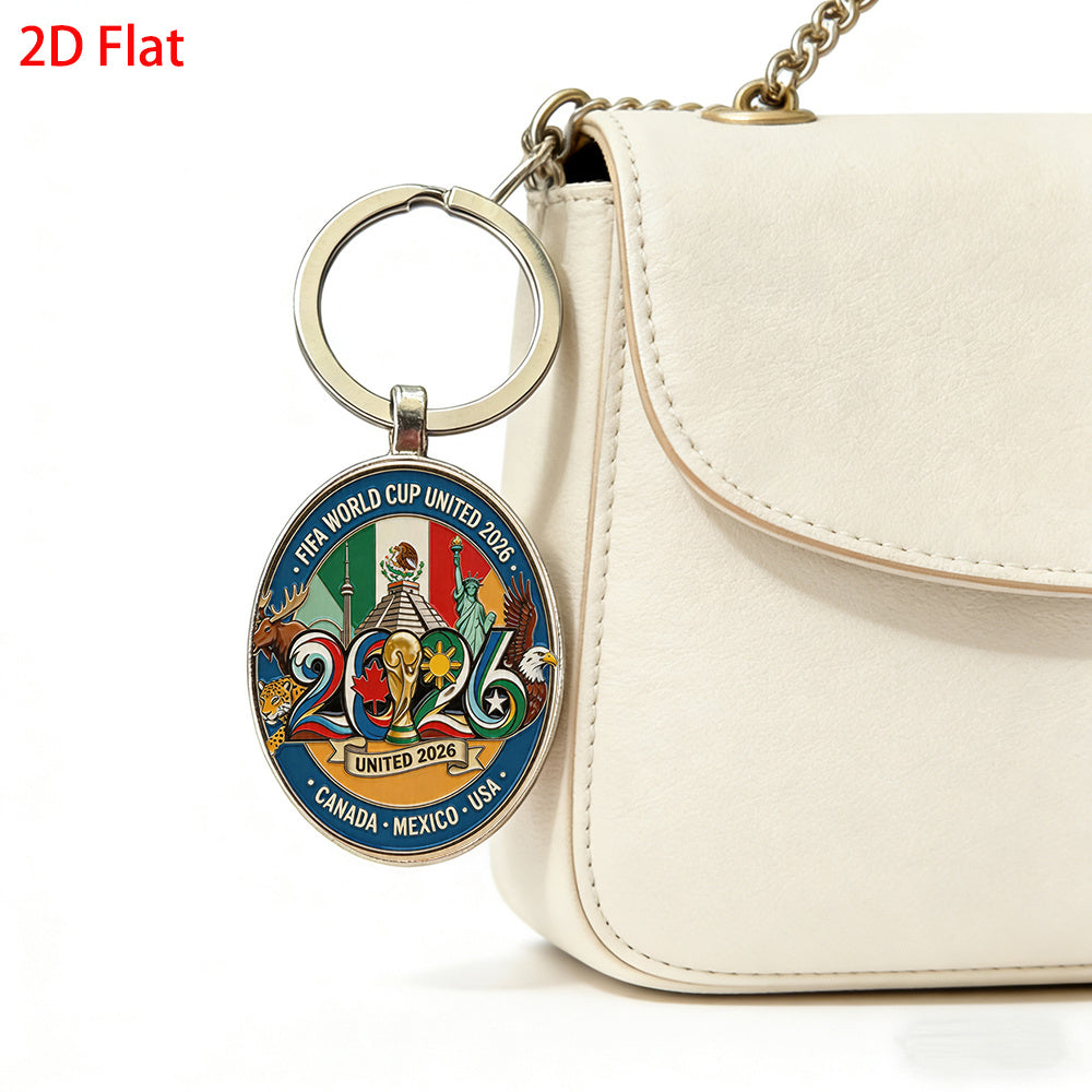 2026 FIFA World Cup Metal Keychain Featuring USA, Canada, Mexico