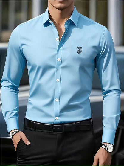 Men's Casual Business Shirt Short Sleeve Polyester Top