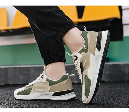 Men'S Breathable Running Sneakers with Gradient Design - Low-Top Lace-Up Casual Shoes, Durable PVC Sole, EVA Insole, Fashionable Black  White Patterns, Ideal for All Seasons Outdoor Activities