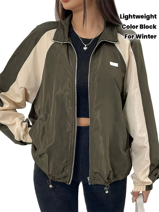 Women's Jacket Coat, Color Block Fashion Design for Spring/Autumn Season y Casual Style Versatile Outdoor Travel Wear, Formal Jackets for Women, Jackets for Women High Quality, Winter Jackets And Coats for Women, Elegant Wint