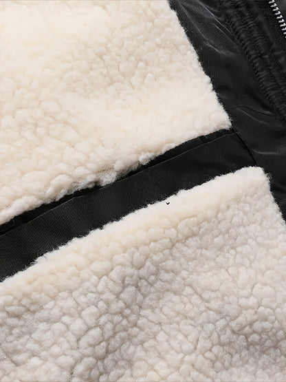 Men'S Heavyweight Winter Jacket with Detachable Hood & 3D Lettering - Full-Zip Windproof Coat, Multi-Pocket Design, Machine Washable