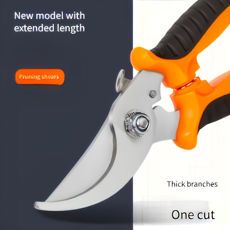 Heavy-Duty Professional Stainless Steel Pruner with Comfort Grip, Multi-Functional Garden Shears and Secateurs - Non-Slip Ergonomic Design for Effortless Spring Assisted Opening & Closing; Sharp Blades Cut Thick Branches With - ayq