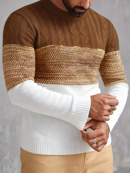 Men's Color Block Patchwork Round Neck Casual Fabric Pullover