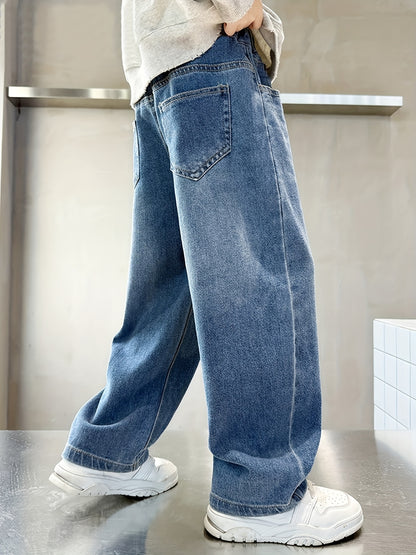 Boys' Cotton Blend Straight Leg Jeans for Spring & Fall