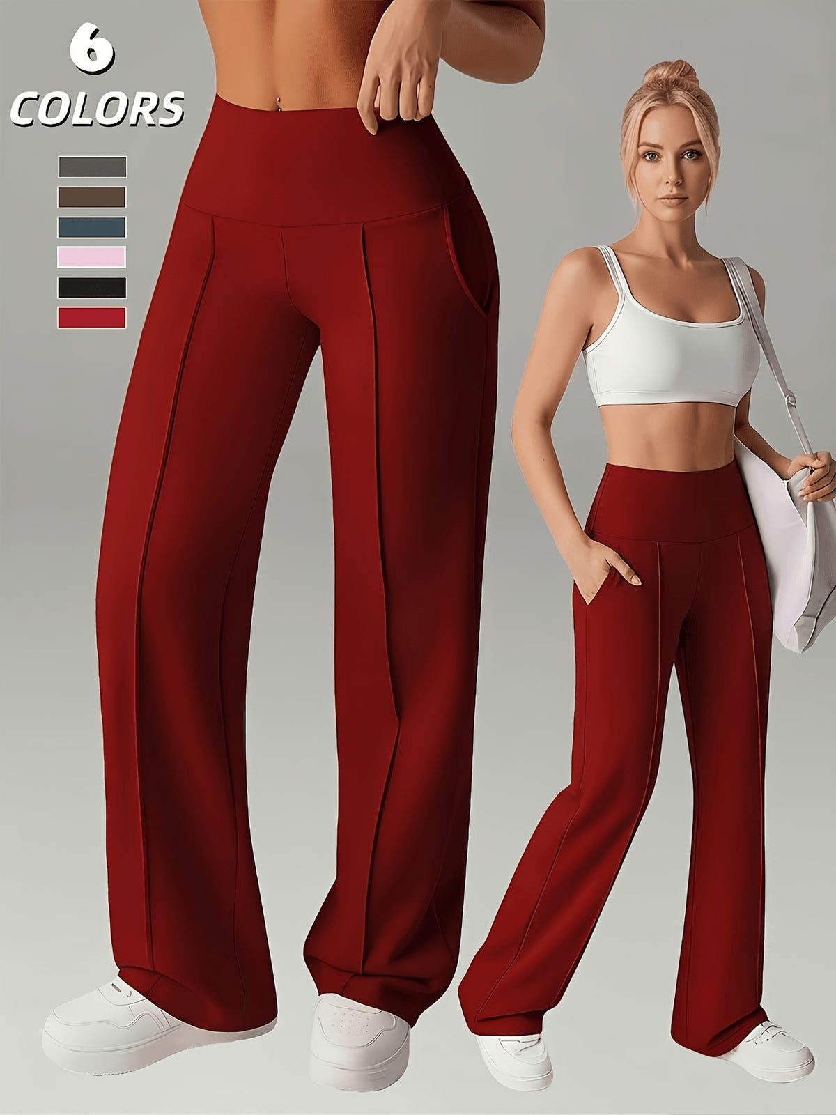 Women’s High-Waist Wide-Leg Leggings with Pockets
