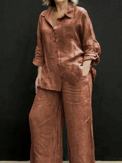 Elegant Women's Casual Cardigan & Pants Set in Solid Color