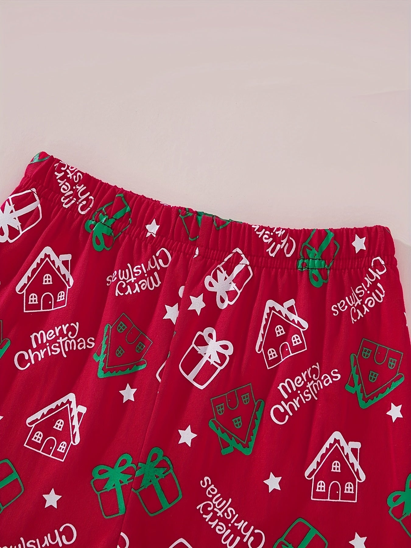 Christmas Set Pajamas Boys and Girls Red Father Christmas Cotton Flame Retardant Suit Christmas Gift Sleigh Car Red Pajama Set Loungewear Two Pieces