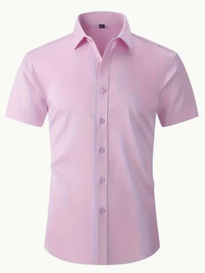 Men's Stretch Solid Color Short Sleeve Shirt for Summer