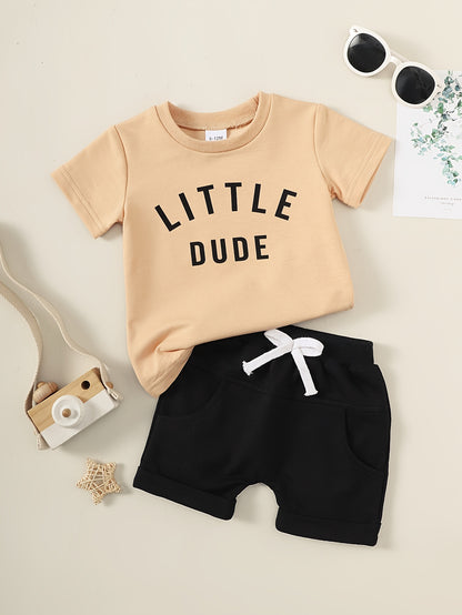 Baby Boy Casual Spring Summer Alphabet T-Shirt & Shorts Set