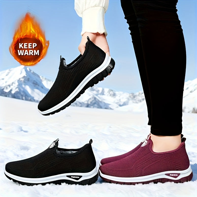 Women's Plus Size Fleece-Lined Warm Boots, Versatile Thickened Soft Sole Simple Boots
