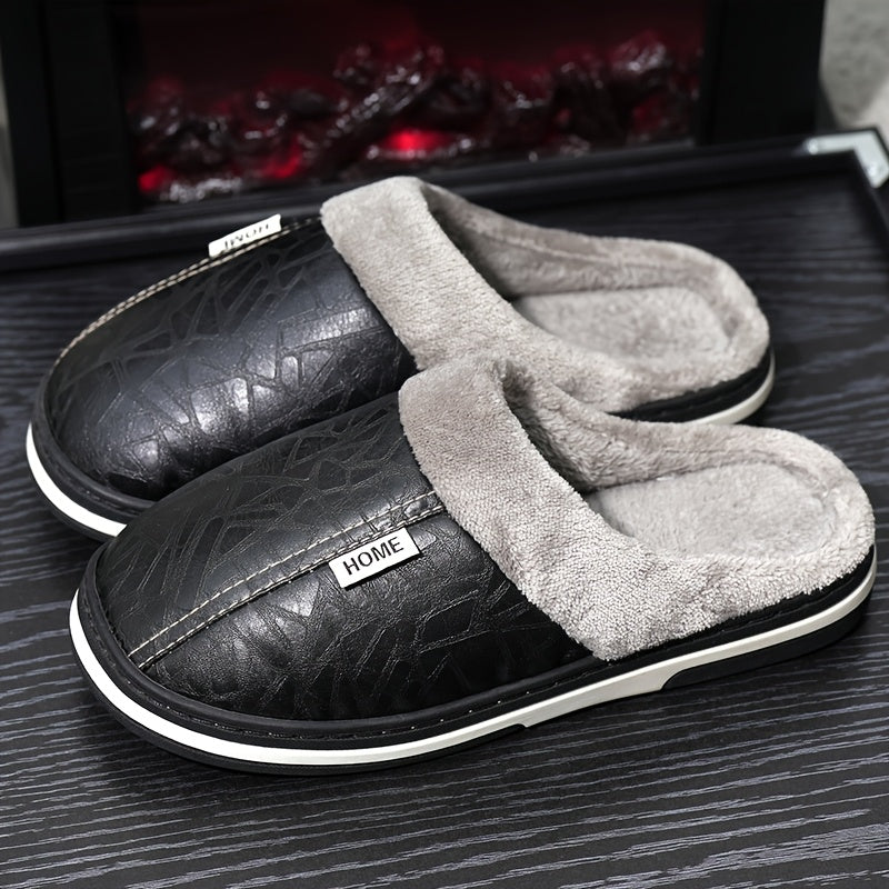 Men's Oversized Plush Winter Slippers Soft Warm Indoor Shoes