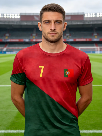 Men's Summer Casual Portugal Flag Print Number 7 T-Shirt