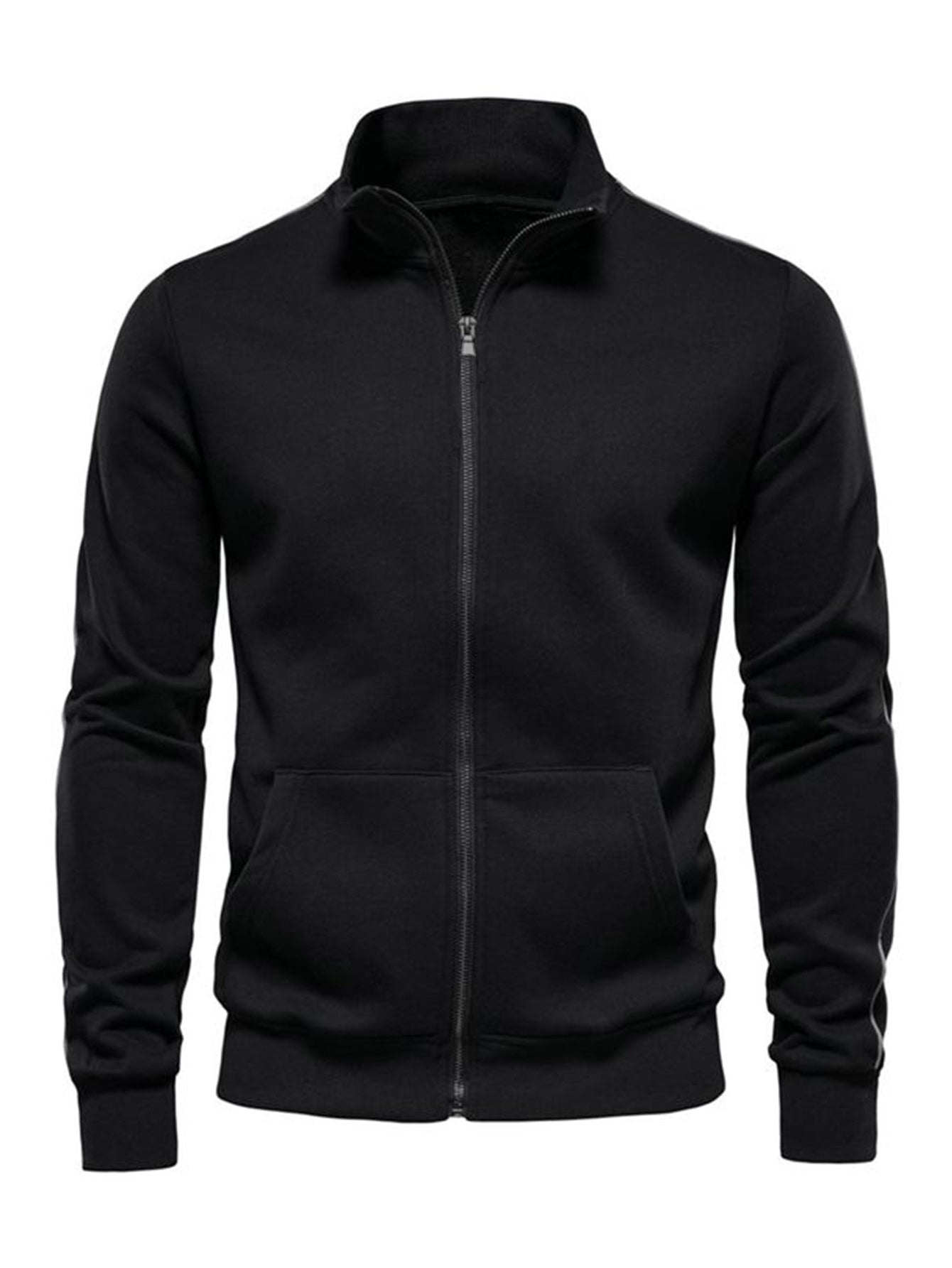 Men's Full-Zip Hooded Jacket - Thermal Zip-Up Sweater Coat, Full-Length Zipper Closure, Machine Washable Winter Outerwear for Cold Weather, Gym, Office & Everyday - Black Formal & casual Outer Jacket for Men, Winter Hoodies f