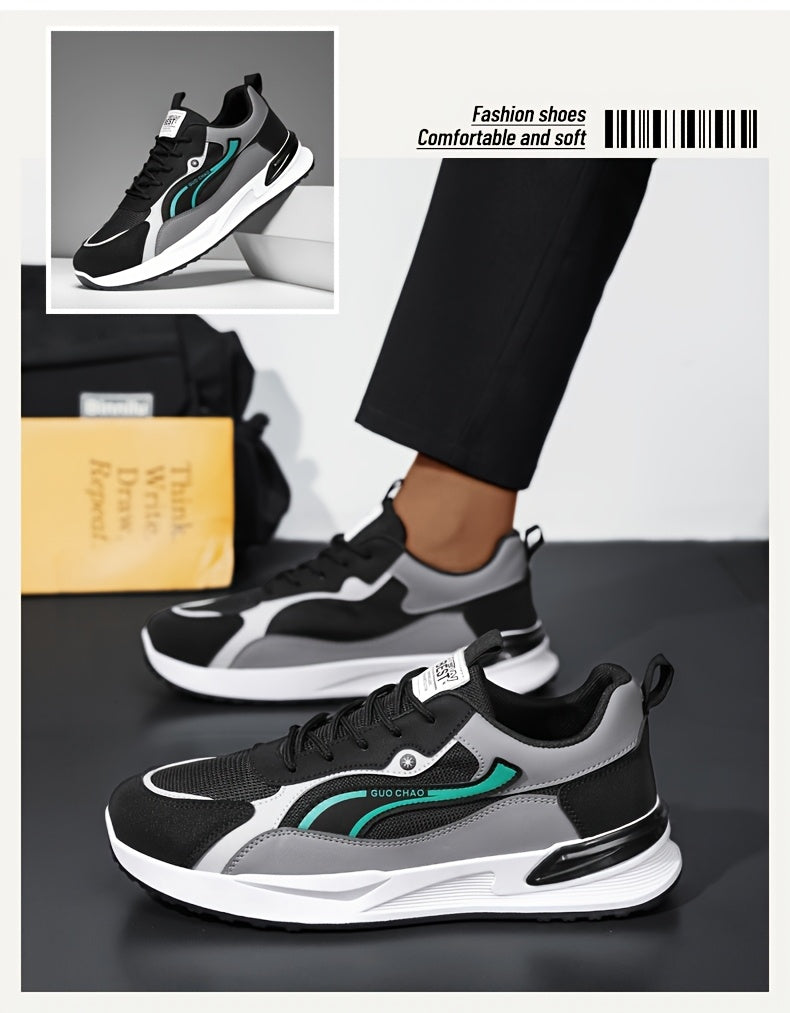 Men's Sneakers Running Shoes, Sporty Trendy Skate Shoes, Versatile Casual Loafers, Sailing Shoes, Flat Sole Skate Shoes, Green and Blue, for Spring, Autumn, Summer, All Seasons, Streetwear, Outdoor, Daily Wear, Hiking, Color- - ayq