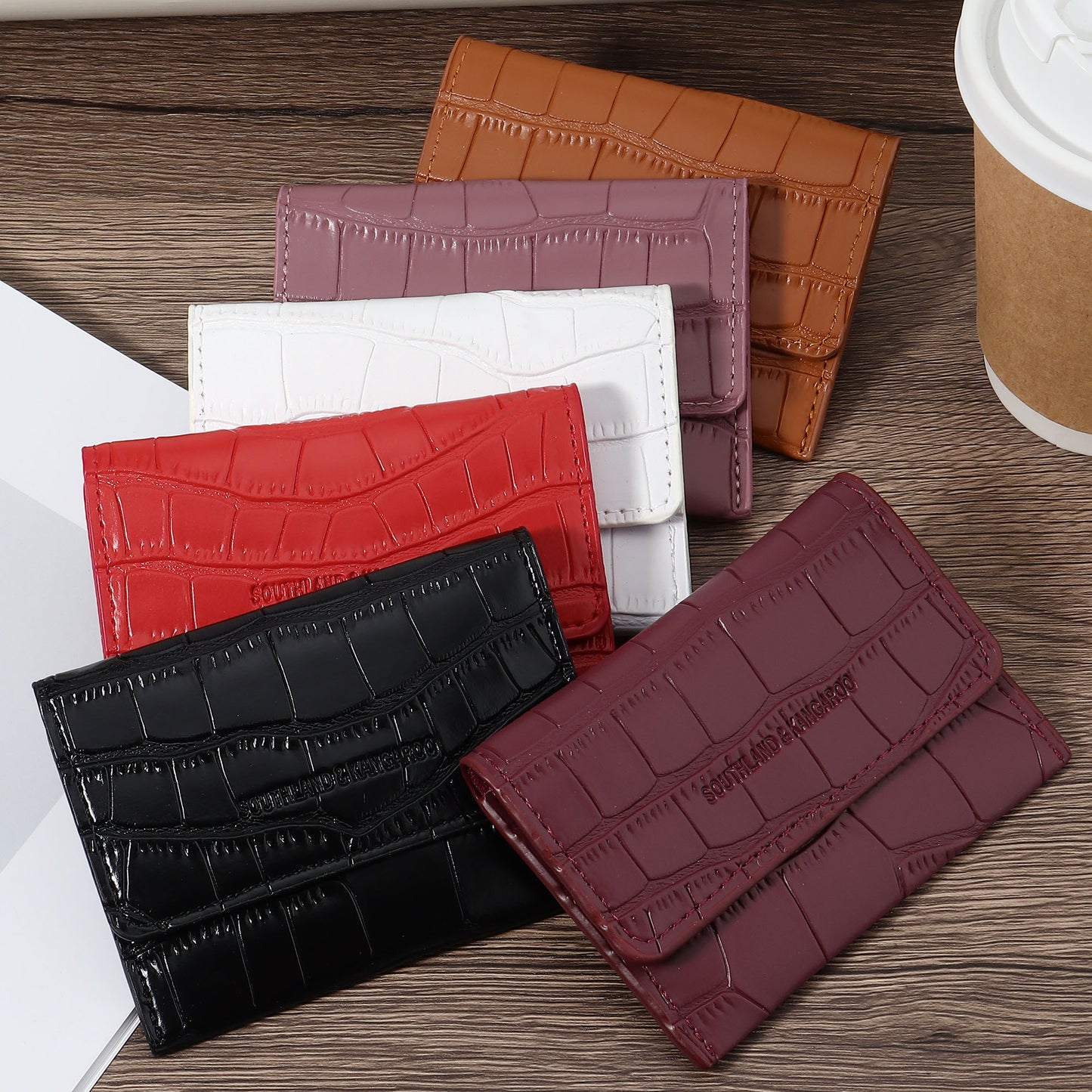 Women'S Small PU Wallet - Solid Color Short Style Featuring Card Slots And a Zippered Coin Pocket
