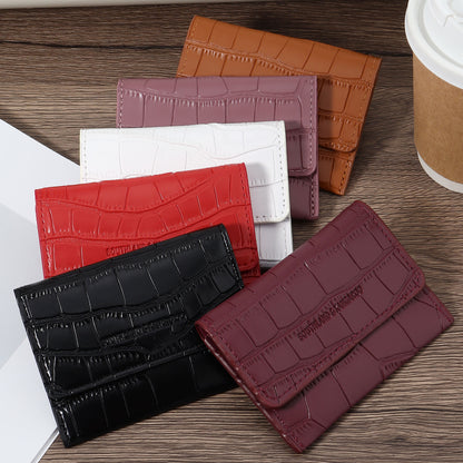 Women'S Small PU Wallet - Solid Color Short Style Featuring Card Slots And a Zippered Coin Pocket