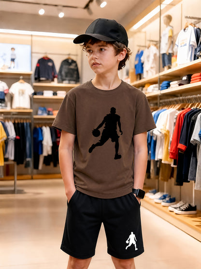 Boys' Cotton T-Shirt & Shorts Set Casual Athletic Style