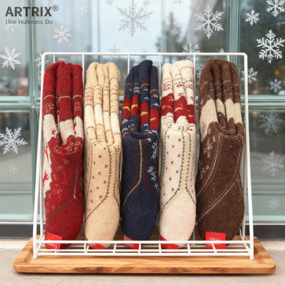 6pcs/3pairs Reindeer Print Thick Socks, Comfortable and Warm Christmas Mid-Calf Socks, Unisex Socks, Christmas Socks, Festive Socks, Cozy Socks, Warm Winter Socks