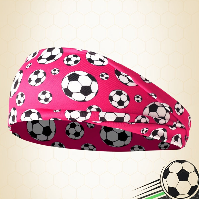 Unisex Elastic Soccer Print Headband for Training & Casual Wear