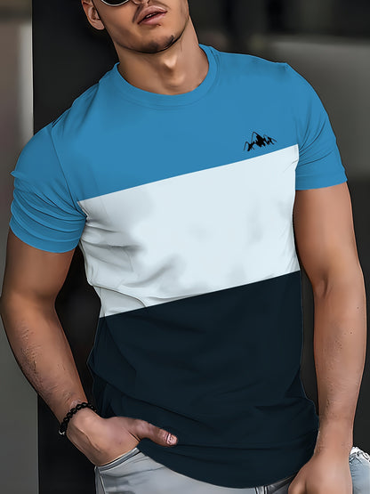 Men'S New Striped Quick-Dry T-Shirt, Featuring 3D Printing, a Round Neck, Mesh Fabric, Short Sleeves, Perfect for Casual Wear And Fitness.