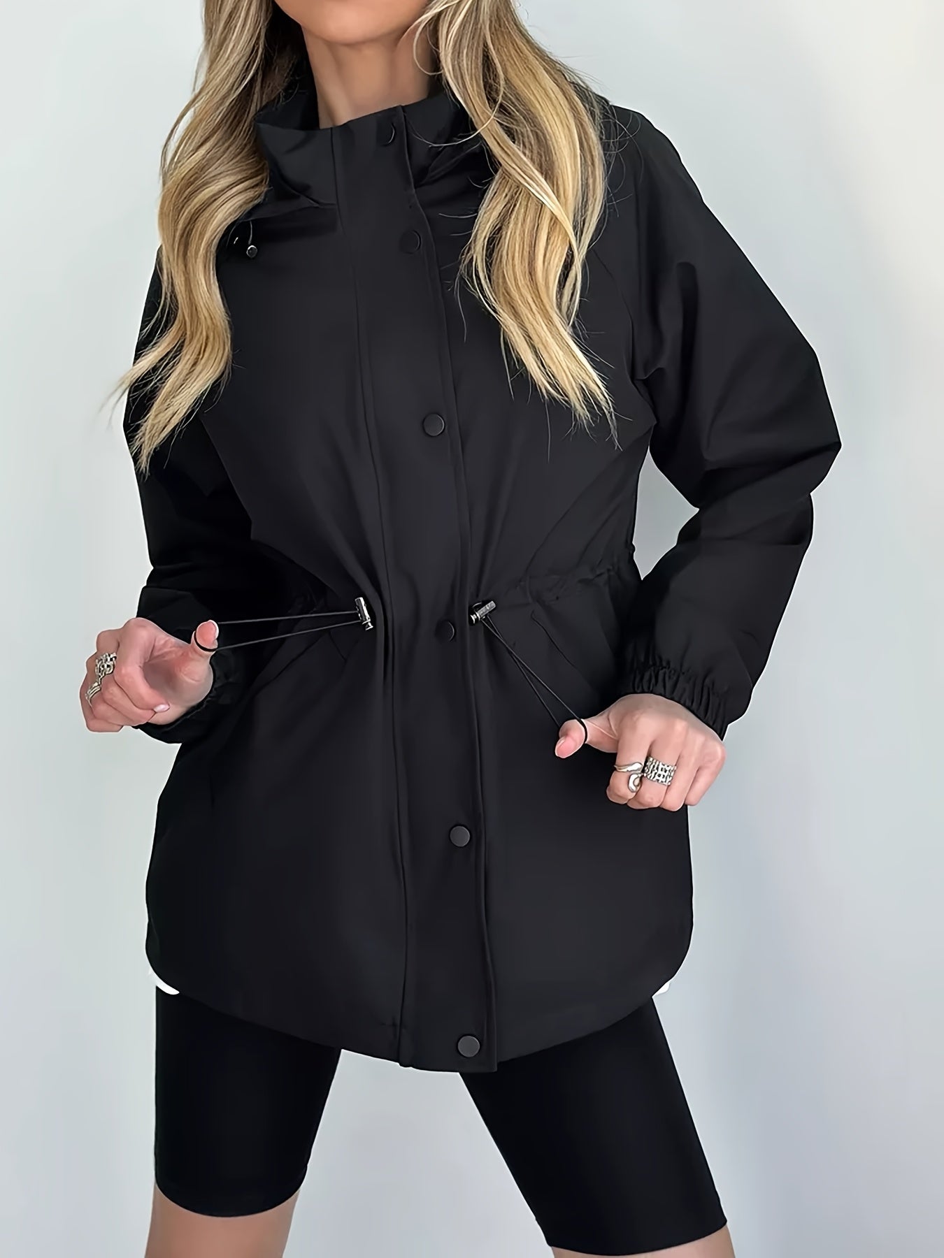 Autumn and Winter Women's Fashion Solid Color Windbreaker Jacket