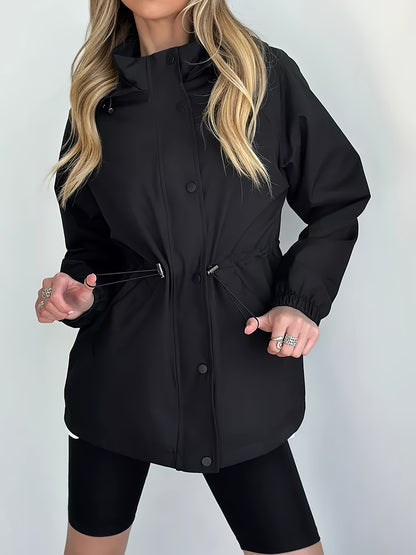 Autumn and Winter Women's Fashion Solid Color Windbreaker Jacket