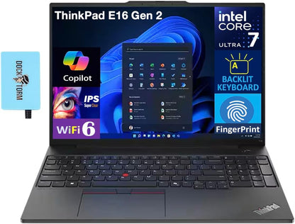 Lenovo Thinkpad E16 Gen 1 Business Laptop 16.0" WUXGA IPS Display 300 Nits (AMD Ryzen 5 7530U 6-Core 2.00Ghz, 16GB RAM, 512GB Pcie SSD, AMD Radeon, Backlit KYB, FP, Wifi 6, Win11Pro) W/Dockztorm Hub