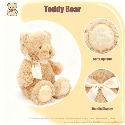 Cartoon Teddy Bear Plush Toy Cute Soft Stuffed Bear Dolls Funny Interactive Doll Cozy Home Sofa Decor Plush for Bedroom Desk Decoration Items Gift for Family and Friends