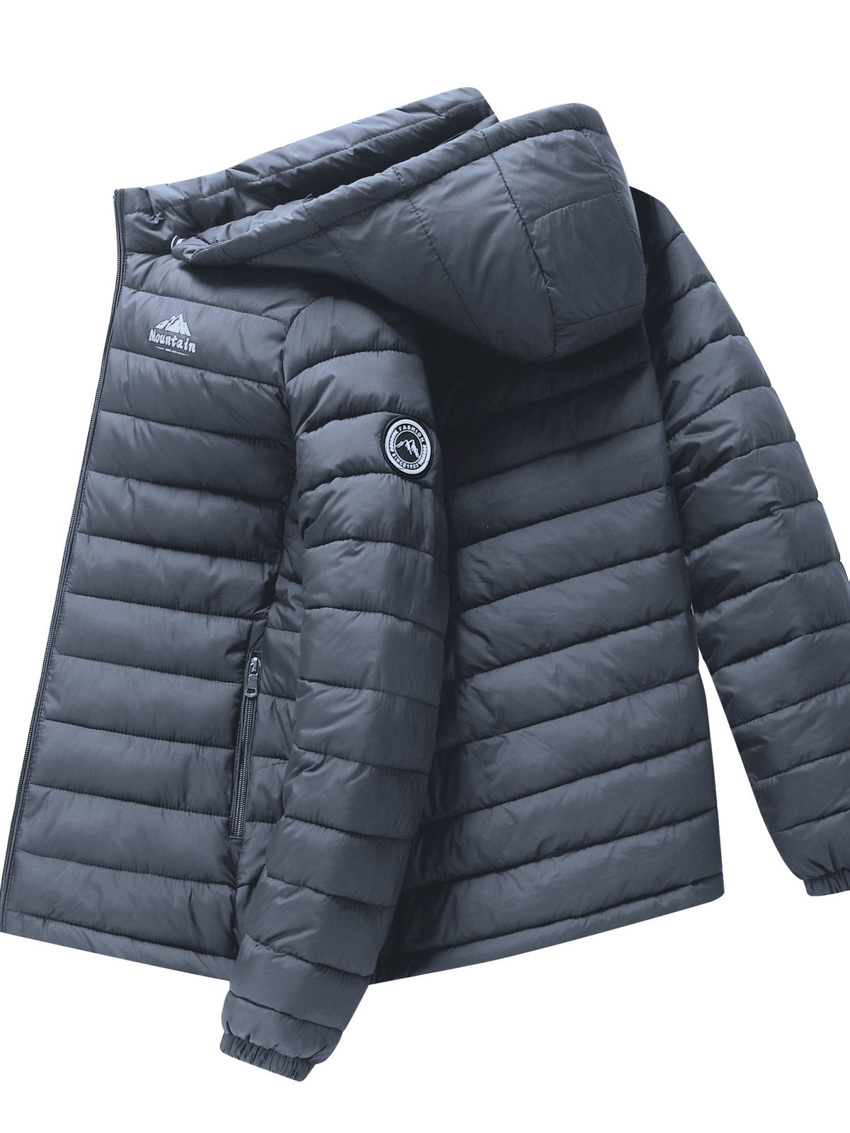 Men's Windproof Quilted Hooded Winter Jacket, Casual Warm Coat