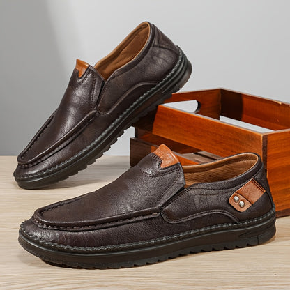 Men's Retro British Slip-On Sneakers - Casual Low-Top Shoes