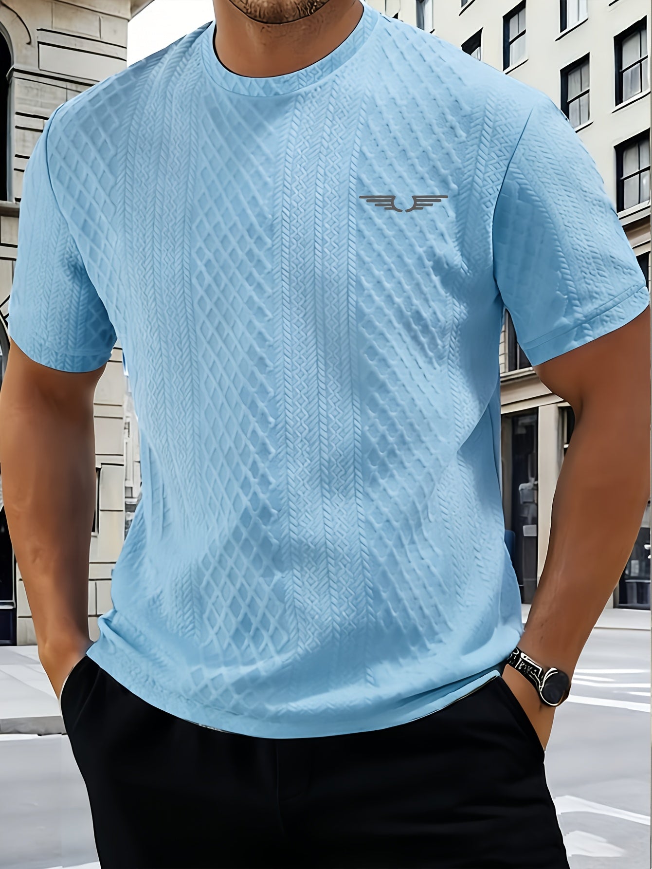 Fashionable and Simple Casual Short-sleeve T-shirt for Daily Commuting and Shopping, a Comfortable and Breathable Top for Men - ayq