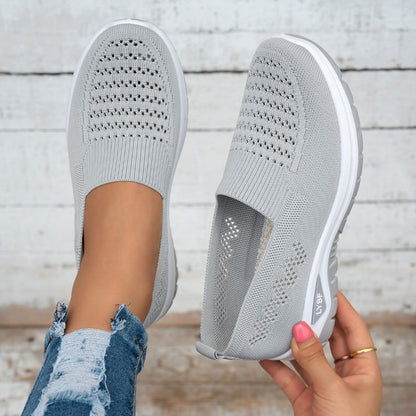Women's Breathable White Slip-On Mesh Sneakers for Walking