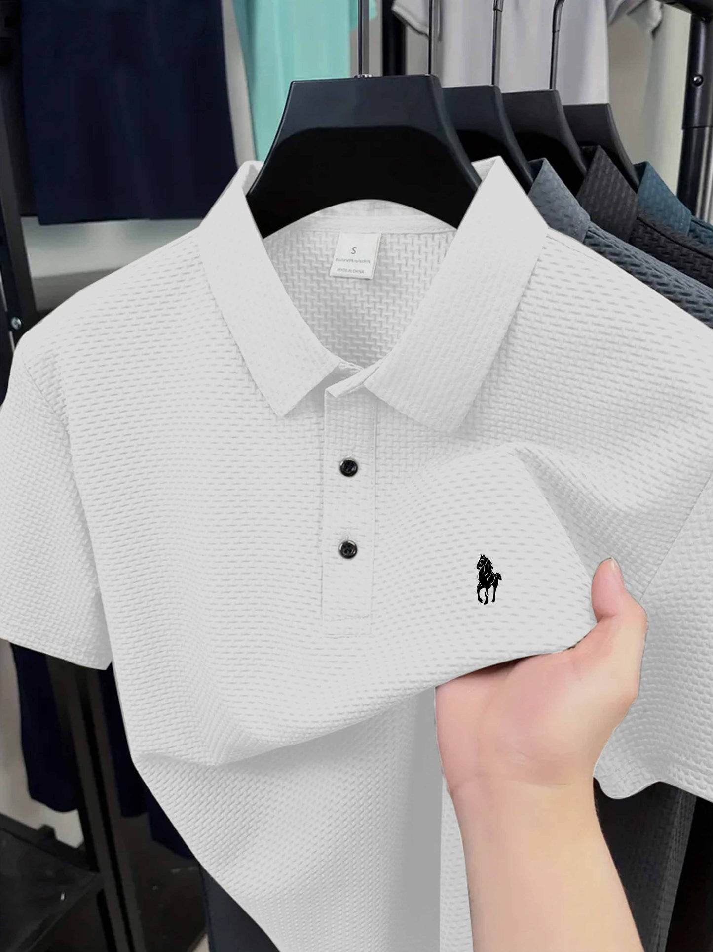 S144 Ankle Sprain Horse Print Golf Knitted Men'S Polo - ayq