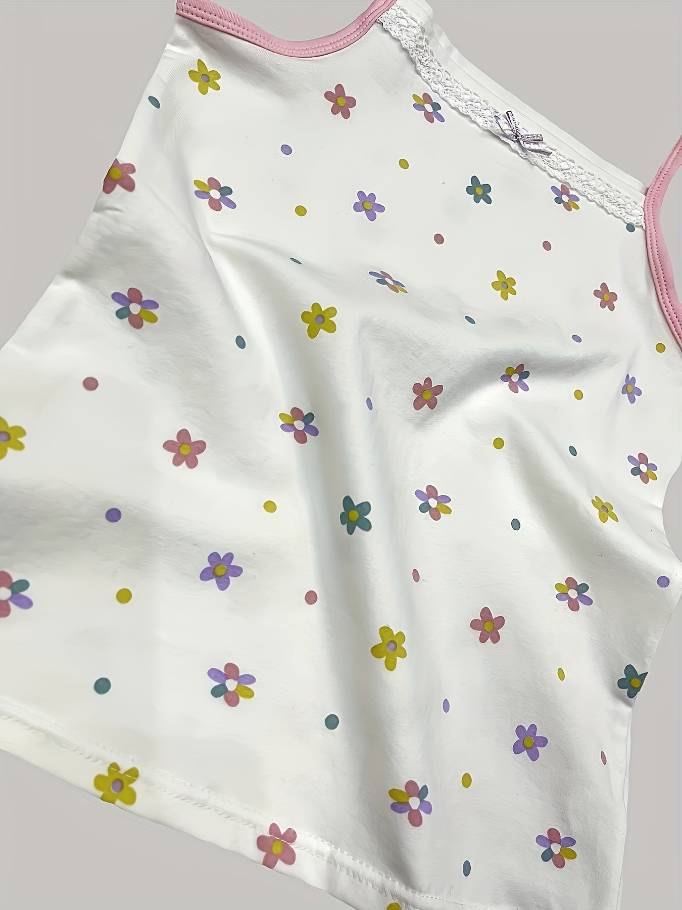 Girls' Cotton Playful Suspender Underwear Set with Bow Detail