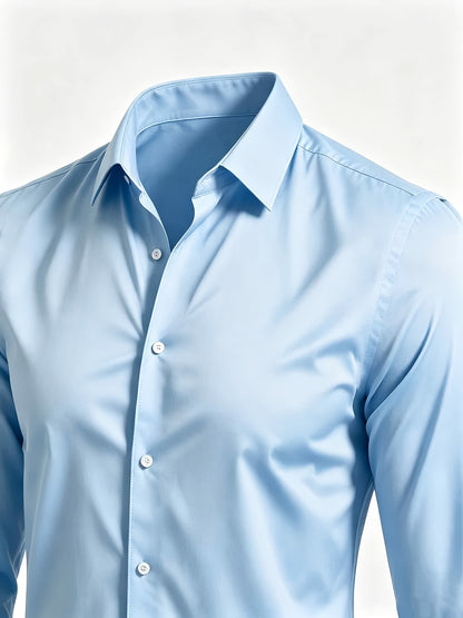 Men's Casual Long Sleeve Button-Up Solid Color Shirt