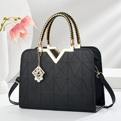 Elegant Large Capacity Black PU Crossbody and Handbag for Women