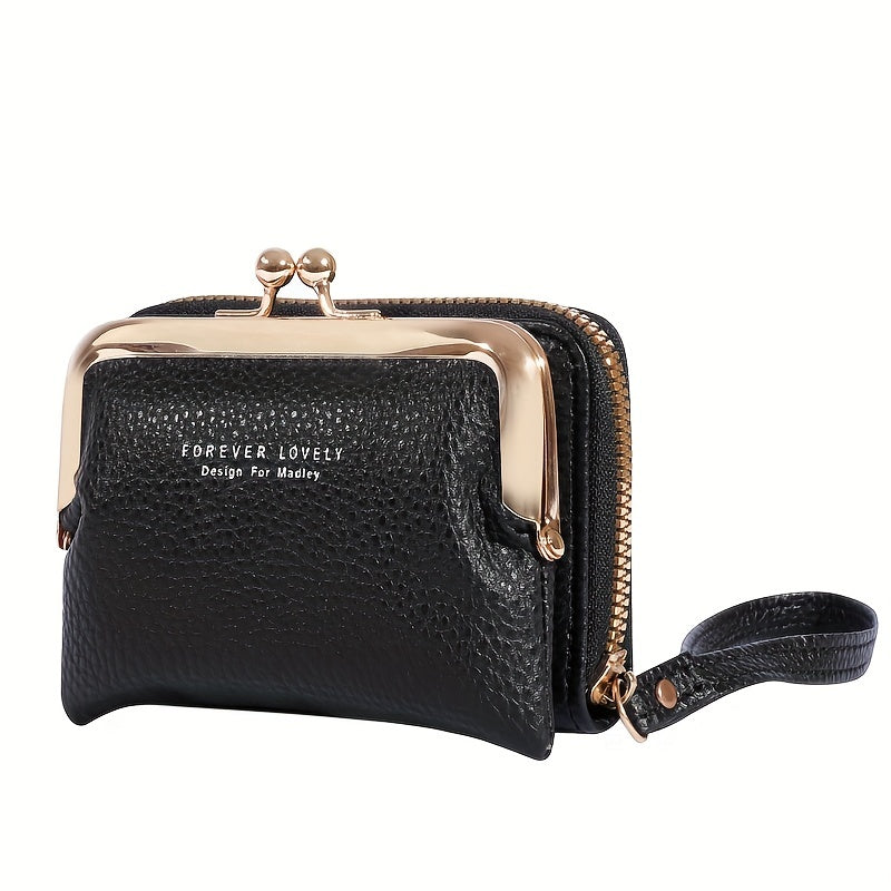 Small Credit Card Bag For Women, Multi Functional Kiss Lock Wallet, Fashion Zipper Coin Purse