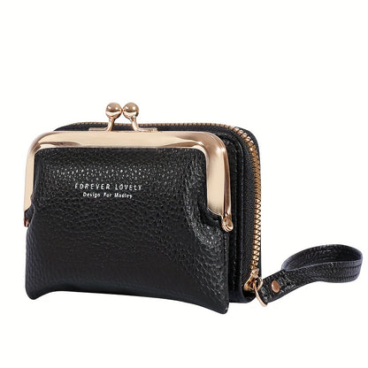 Small Credit Card Bag For Women, Multi Functional Kiss Lock Wallet, Fashion Zipper Coin Purse