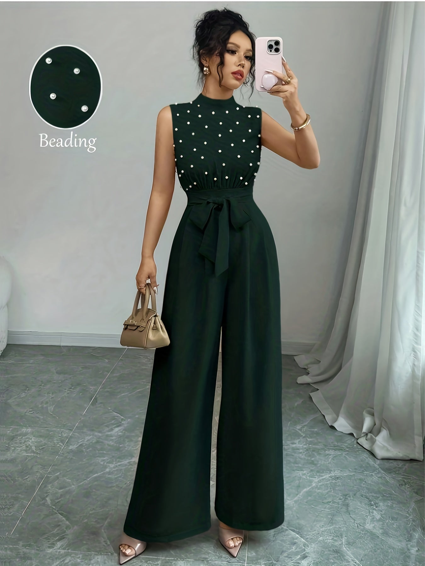 Sleeveless High-Neck Wide-Leg Jumpsuit