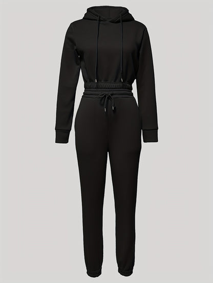 Women's Casual Hooded Sweatshirt & Drawstring Pants Set for Fall/Winte - ayq