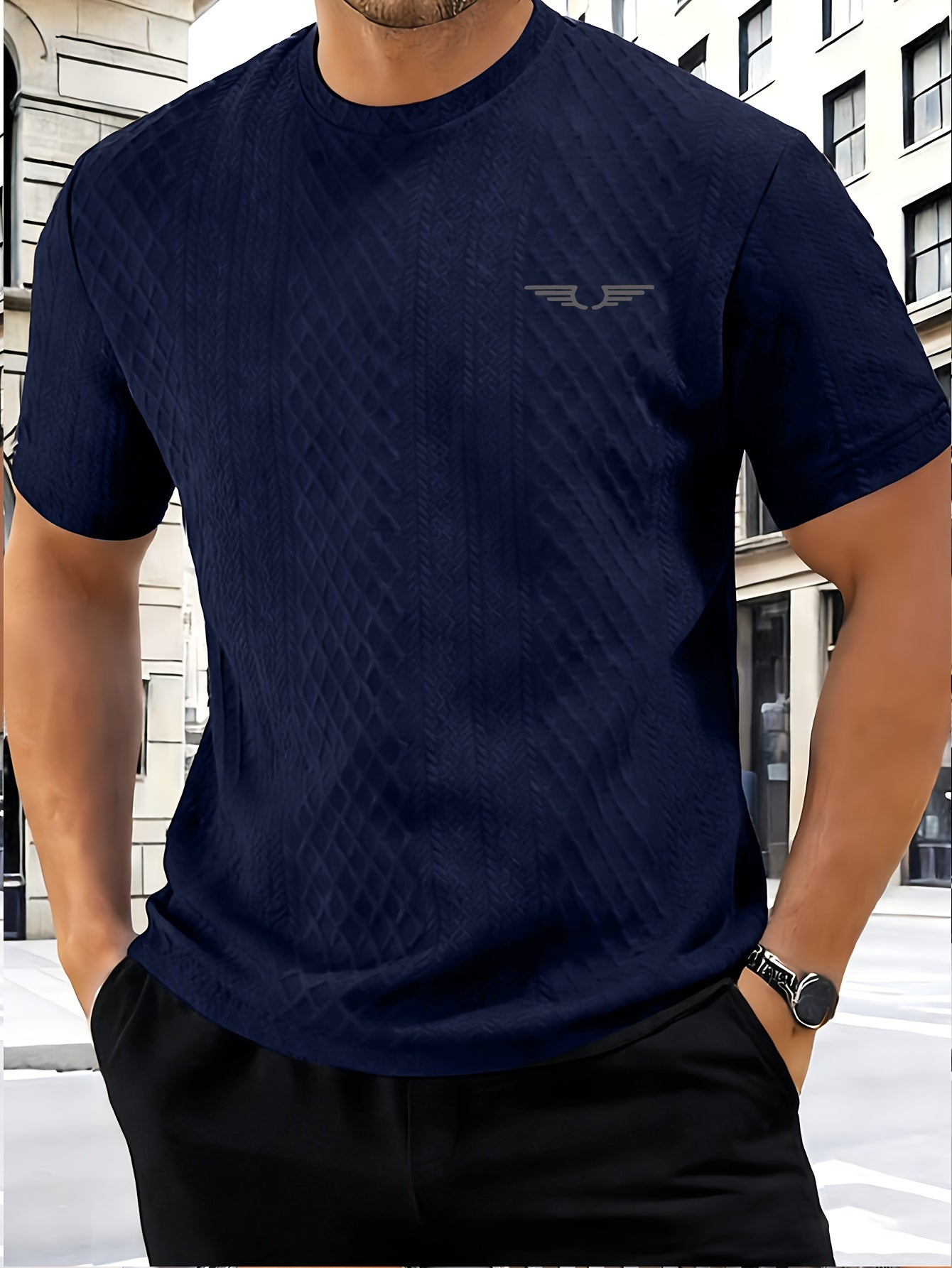 Fashionable and Simple Casual Short-sleeve T-shirt for Daily Commuting and Shopping, a Comfortable and Breathable Top for Men - ayq