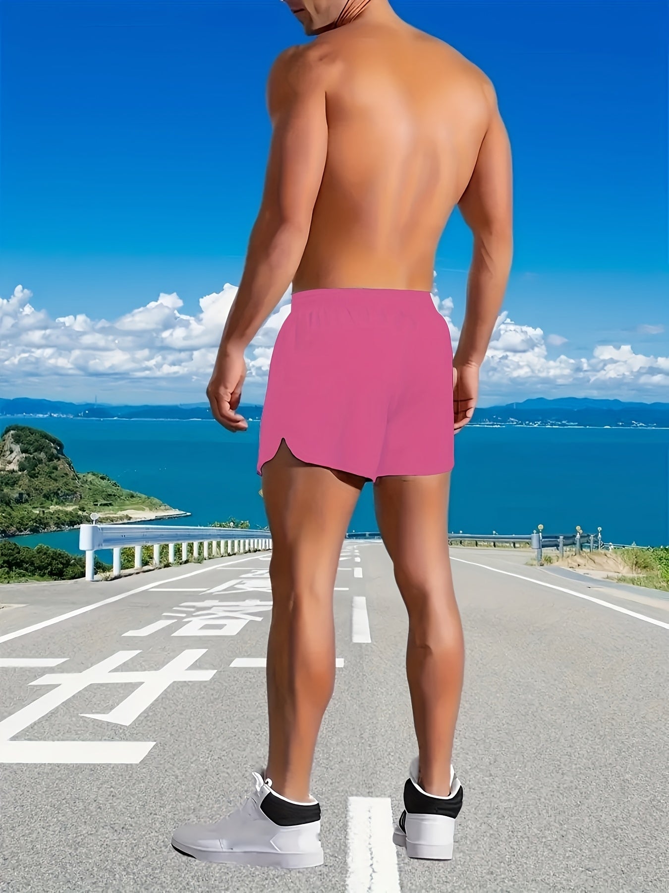 Men's Quick-Dry Geometric Beach Swim Trunks for Summer