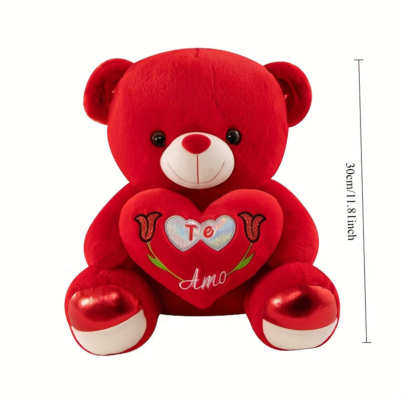 Red Heart Bear Plush Toy - Sitting Teddy Bear with "I Love You" Design, Soft Stuffed Animal for Valentine'S Day, Birthday, or Wedding Gift, Romantic Gift Item, Playful Design, Quality Craftsmanship
