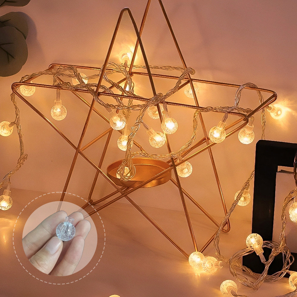 1pc, Crystal Ball Bubble Ball String Lights, 40/20/10LED, Spherical Fairy String Lights, Battery Powered, Suitable for Home, Wall Decoration, Bedroom, Party, Festival, Wedding, Autumn Decoration, Wall Decoration, Halloween, T