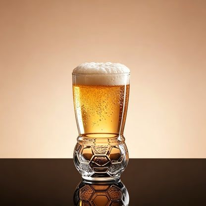 Creative Soccer Beer Glass Cup with Plaid Design, Multipurpose