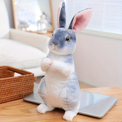 1pc Plush Rabbit Toy in White, Beige, And Black - an Adorable Stuffed Bunny, Perfect for Birthday Gifts And Easter Decorations, Made of Soft Polyester Fabric, Synthetic Fiber Material, And Filled with PP Cotton, Plush Figures