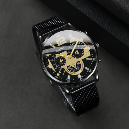 Business Casual Men's Quartz Watch and Bracelet Set - Minimalist Accessory, Perfect Gift for Him