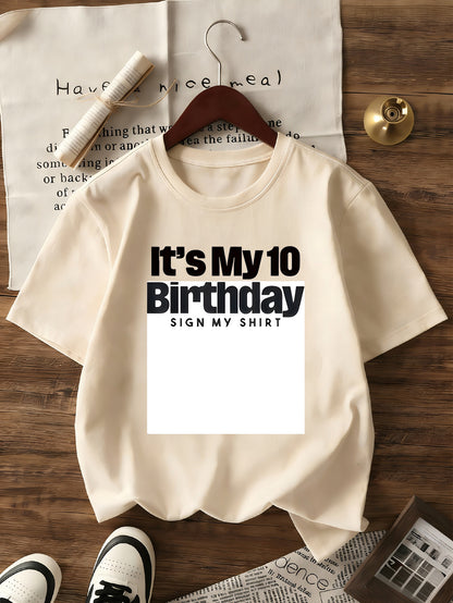 Girls' 10th Birthday Short Sleeve Cotton T-Shirt Casual Style