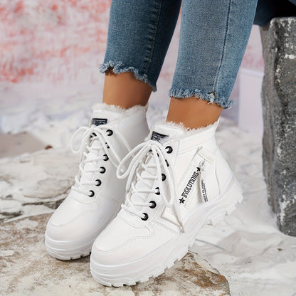 Women'S Winter Snow Boots - Warm Lined, Non-Slip, High-Top Outdoor Casual Shoes with Ribbed Cushioning, Black, Perfect for Cold Weather Activities, Winter Footwear | Stylish Winter Boots | Durable Footwear