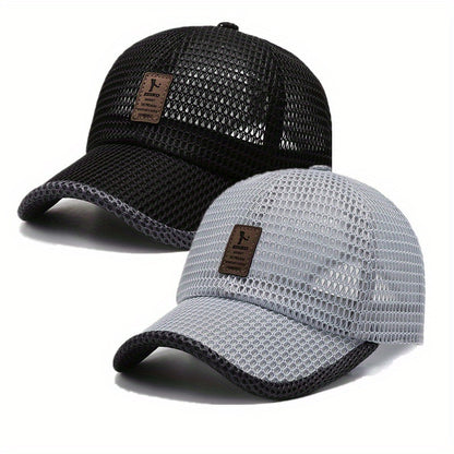 2pcs ediko Mesh Cap with Edge, Summer Mesh Baseball Cap for Men, Truck Driver Mesh Cap, Outdoor Sports Running